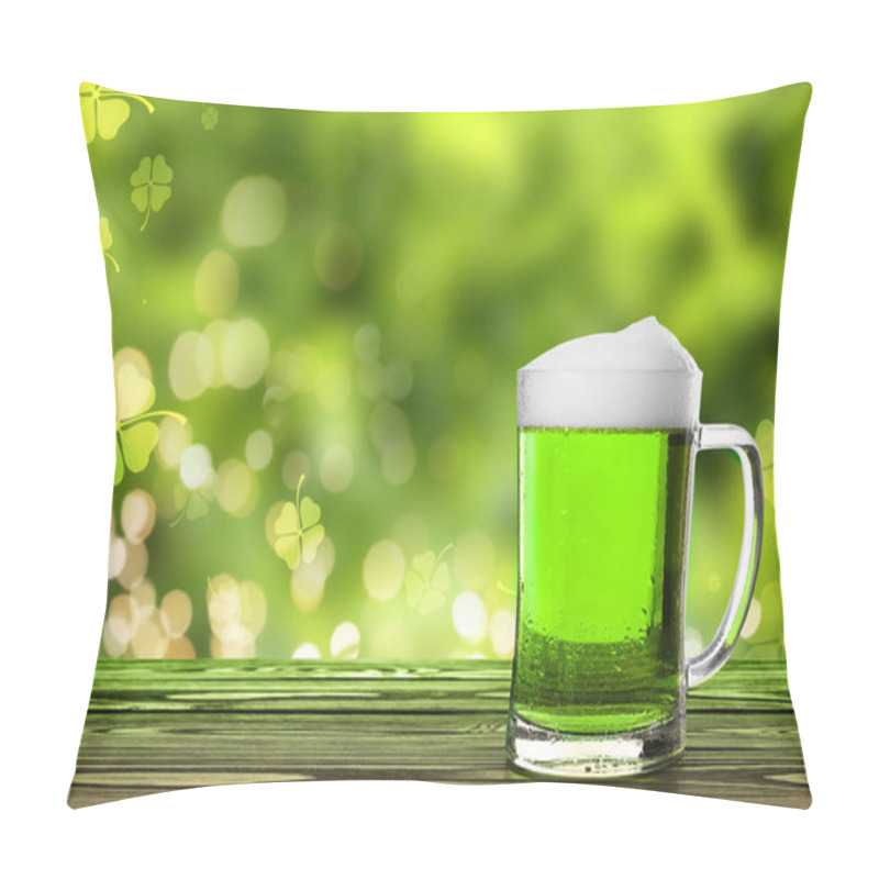 Personality  Tasty Green Beer On Wooden Table, Space For Text. St. Patrick's Day Celebration Pillow Covers