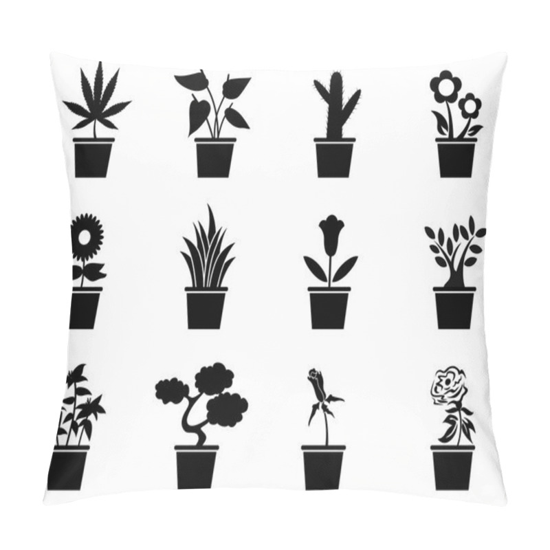 Personality  Pot Plants Icons Set Pillow Covers