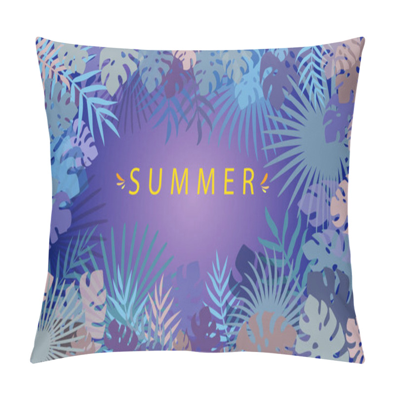 Personality  Vector Illustration Jungle Tropical Palm And Monstera Leaves On A Dark Background . Tropical Design Summer Card. Summer Vector Floral Background  Pillow Covers