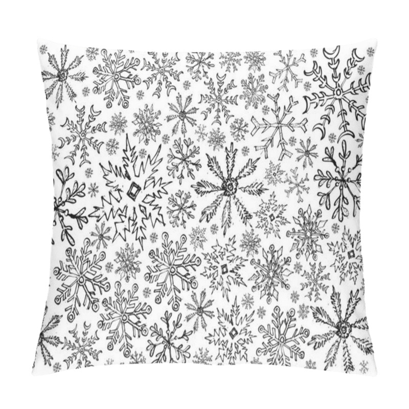 Personality  Hand Drawn Row Of Various Christmas Snowflake Background  Pillow Covers