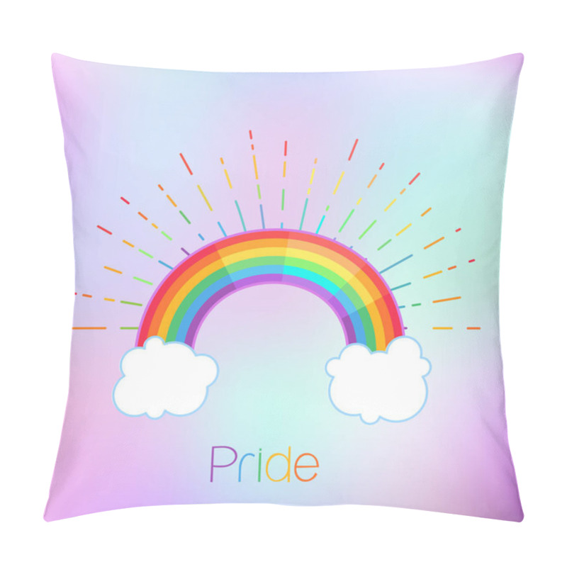 Personality  Rainbow With Rays And Clouds, Symbol Of LGBT Community. Pillow Covers