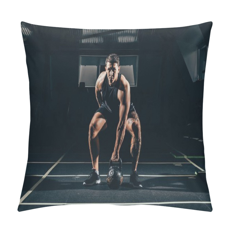 Personality  Sportsman Lifting  Up Kettlebell Pillow Covers