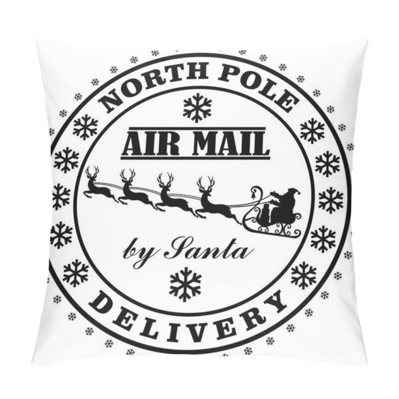 Personality  Nort Pole Delivery By Santa Post Stamp Vector Eps 10 Pillow Covers