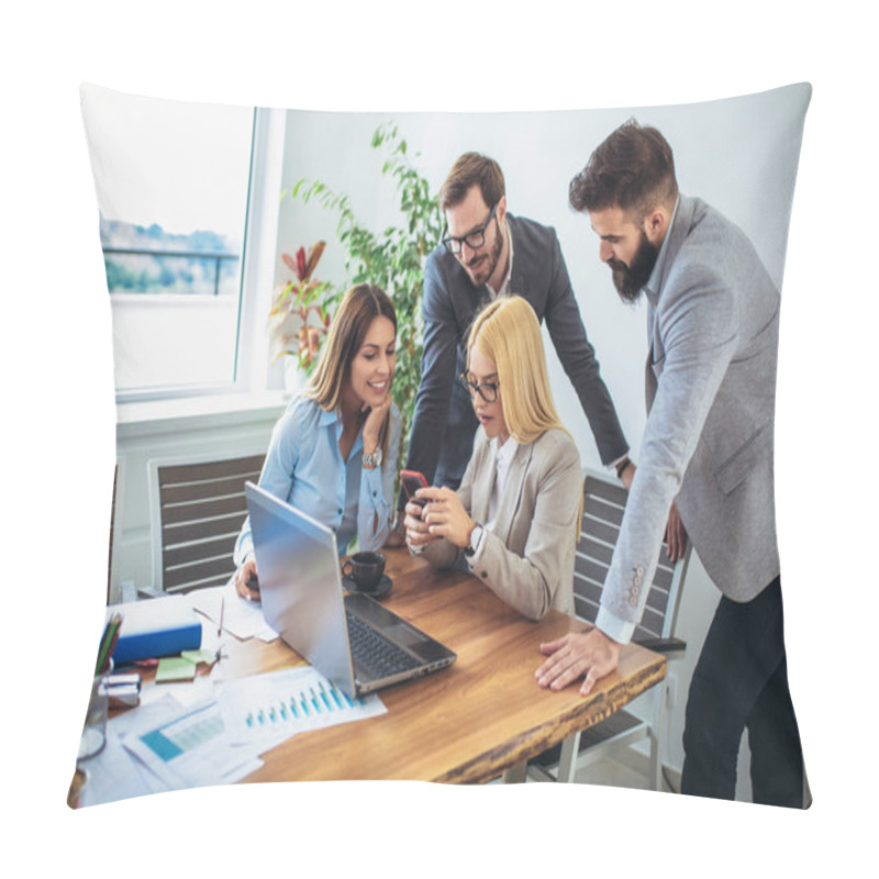 Personality  Business People Working Together On Project And Brainstorming In Office Pillow Covers