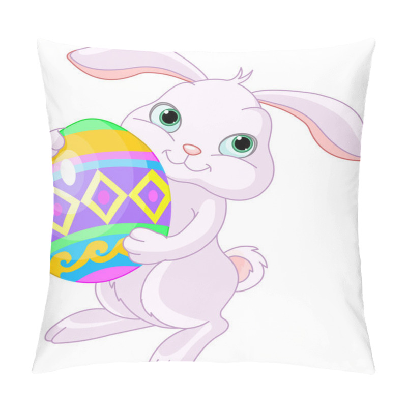 Personality  Illustration Of Happy Easter Bunny Carrying Egg Pillow Covers