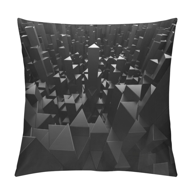 Personality  Abstract Geometric Pattern With Black 3d Shapes And Structures. 3d Render. Pillow Covers