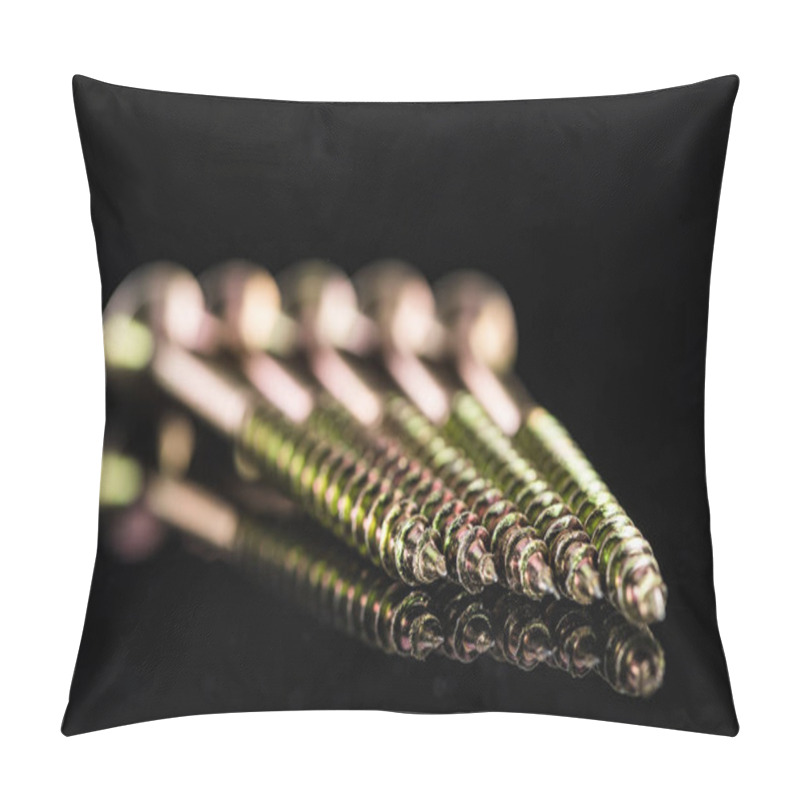 Personality  Close Up View Of Metal Stud Points Isolated On Black Pillow Covers