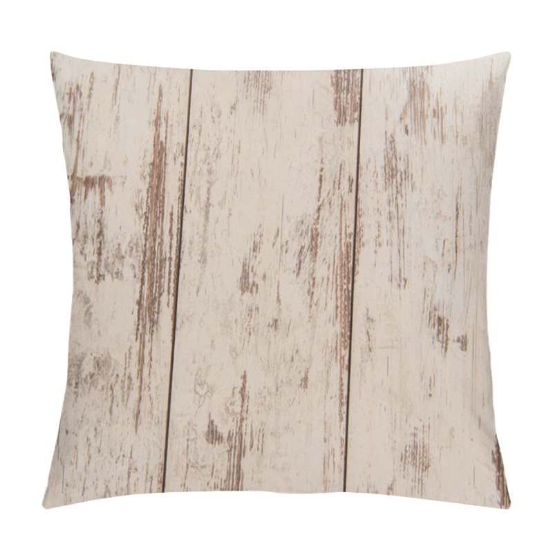 Personality  Background Of Rough, Wooden Boards, Painted In White, Top View Pillow Covers