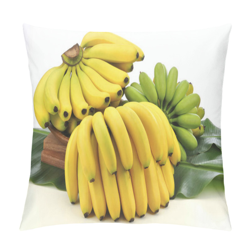 Personality  Ripe Yellow Banana Fruits Isolated On White Pillow Covers