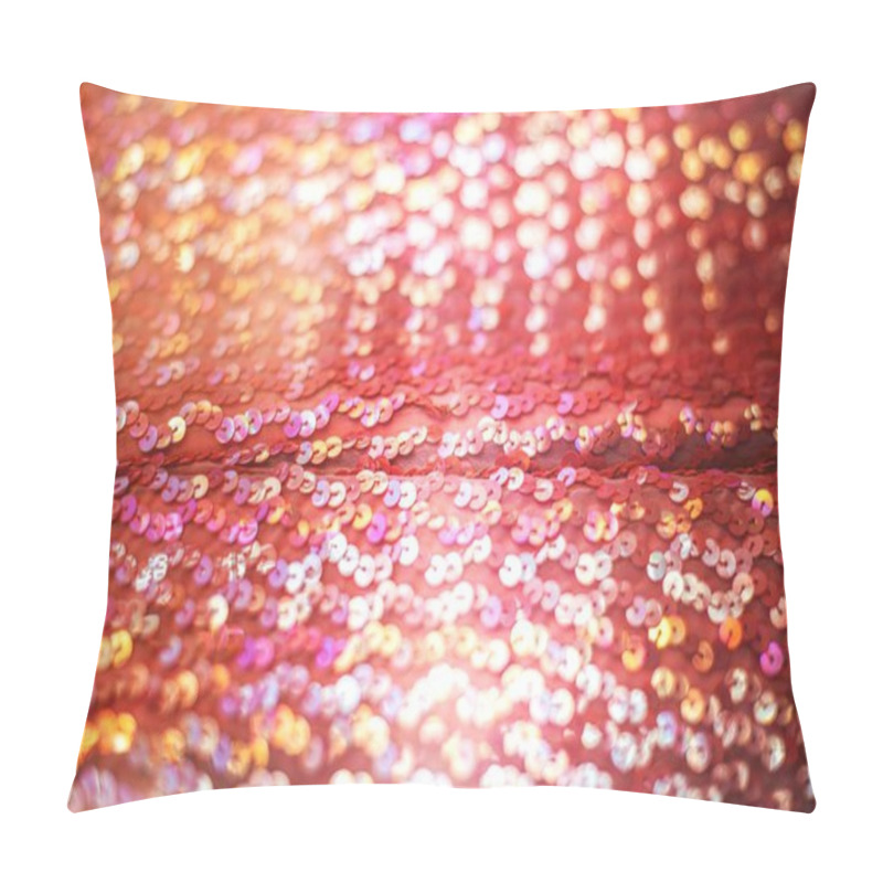 Personality  Sparkling Red Sequin Fabric Glimmers With Vibrant Hues. Pillow Covers