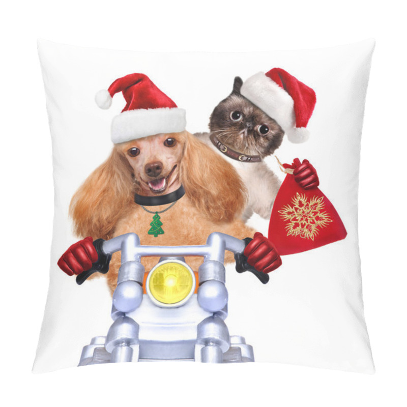 Personality  Cat And Dog In Red Christmas Hats Pillow Covers