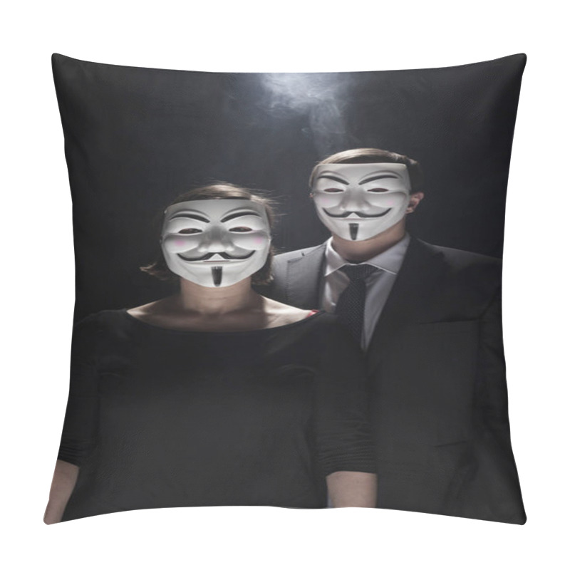 Personality  Anonymous Activist Hacker With Mask Studio Shot Pillow Covers