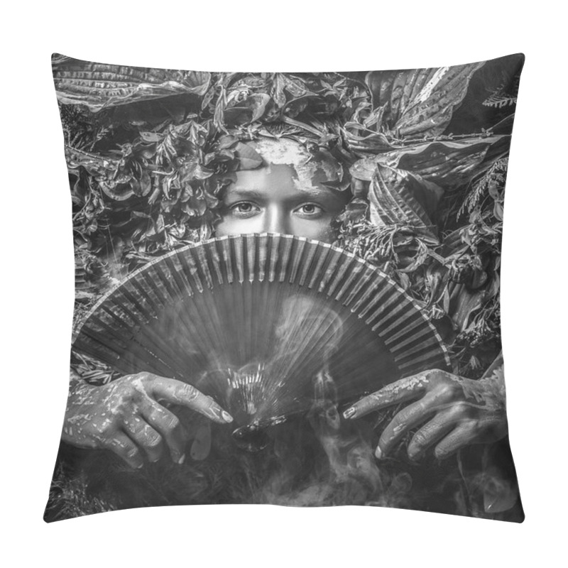 Personality  Fairy Tale Girl In Fantasy Stylization. Black-white Photo.  Pillow Covers