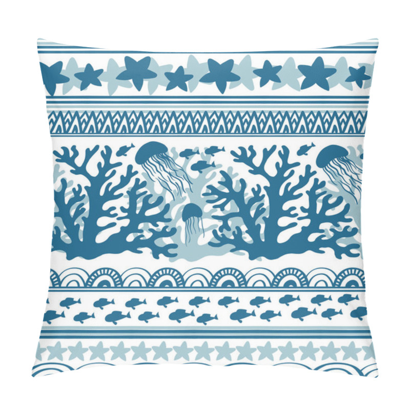 Personality  Stripe Seamless Pattern With Sea Underwater Animals Pillow Covers