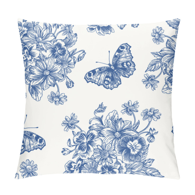 Personality  Seamless Pattern With Flowers And Butterflies Pillow Covers