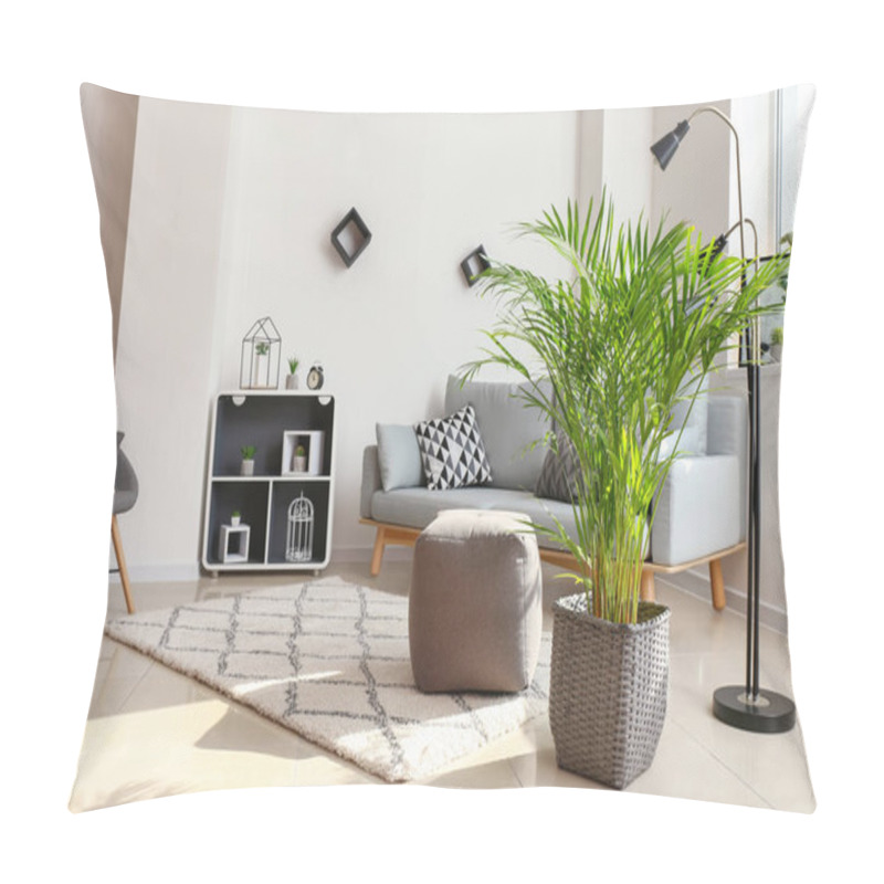 Personality  Decorative Areca Palm In Interior Of Room Pillow Covers