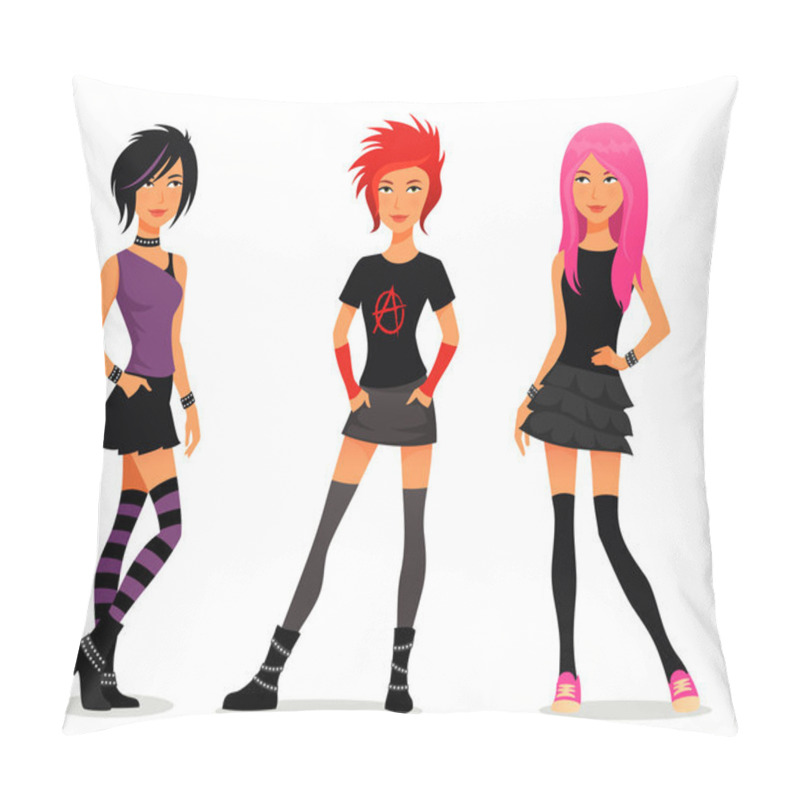 Personality  Cute Cartoon Illustration Of Beautiful Teenage Girls Pillow Covers