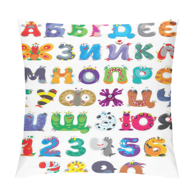 Personality  Russian Alphabet And Numbers With Funny Monsters Pillow Covers