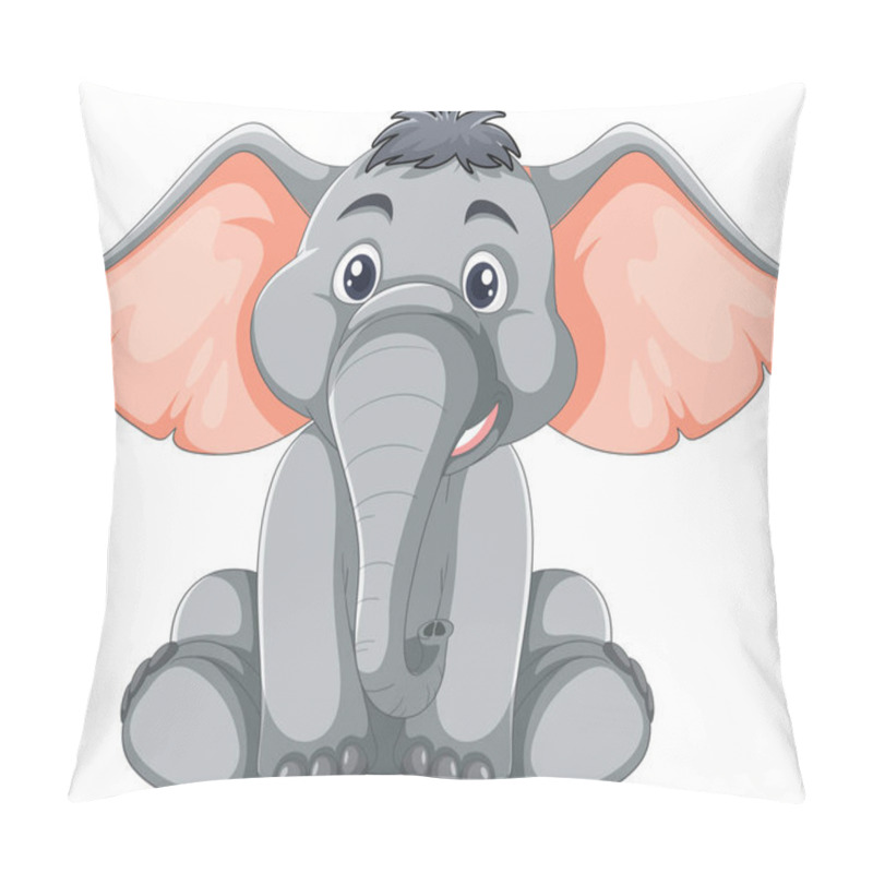 Personality  Cute Cartoon Elephant With Big Ears Smiling. Pillow Covers