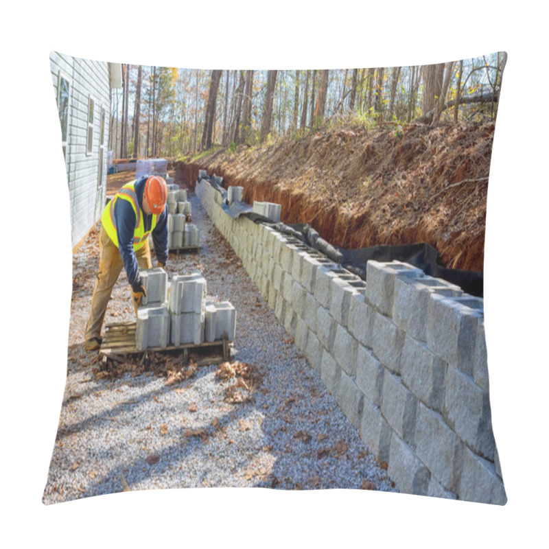 Personality  Installation Of Concrete Block Retaining Walls Was Performed By Contractor Pillow Covers