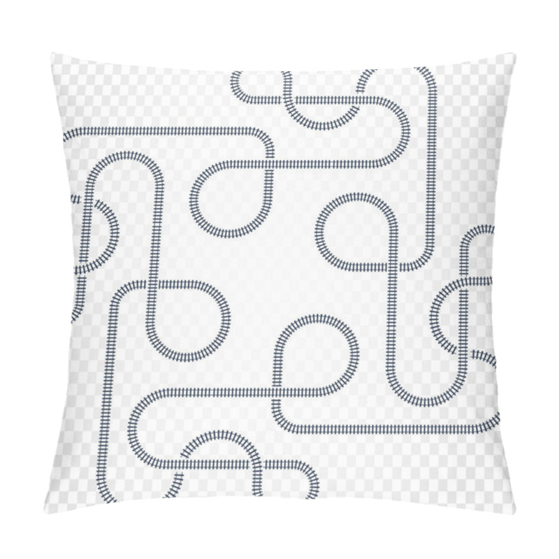 Personality  Railway Line, Labyrinth And Nodes. Map Of The Tramway For Trains With Turns And Bridges Vector Illustration Pillow Covers