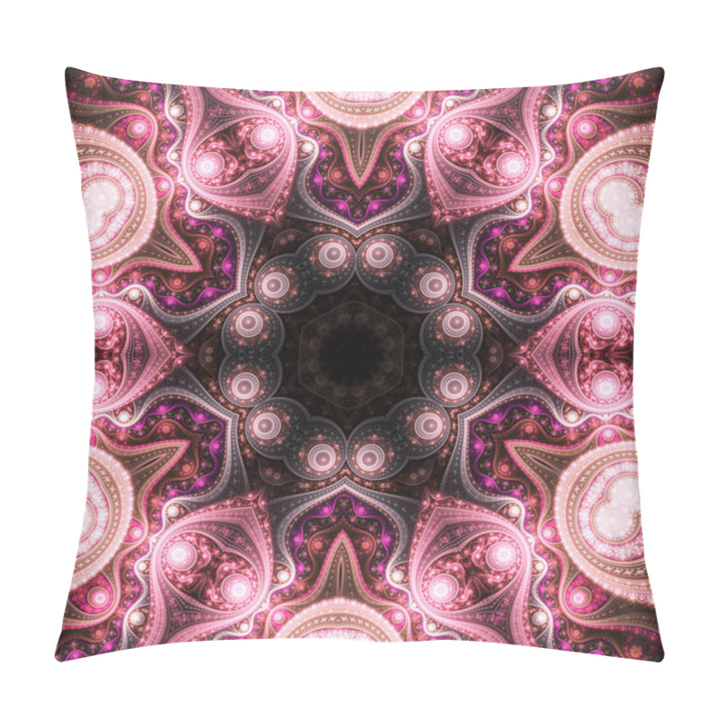 Personality  Pink Fractal Mandala, Digital Artwork For Creative Graphic Design Pillow Covers