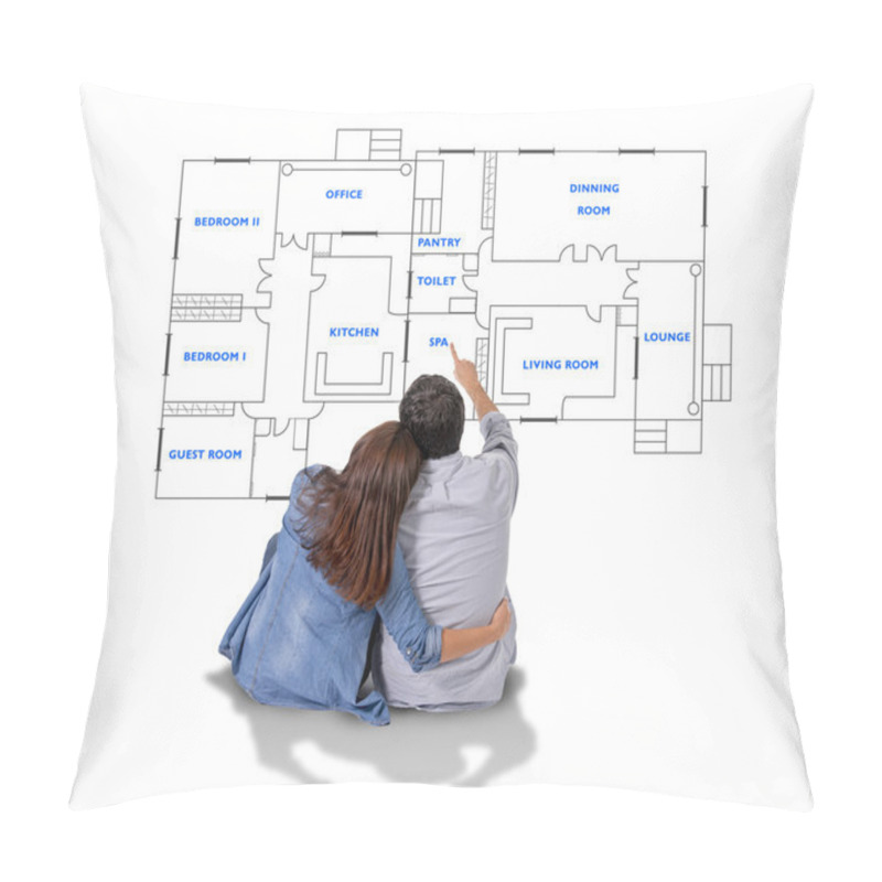 Personality  Young Couple Dreaming And Imaging Their New House In Real State Concept Pillow Covers