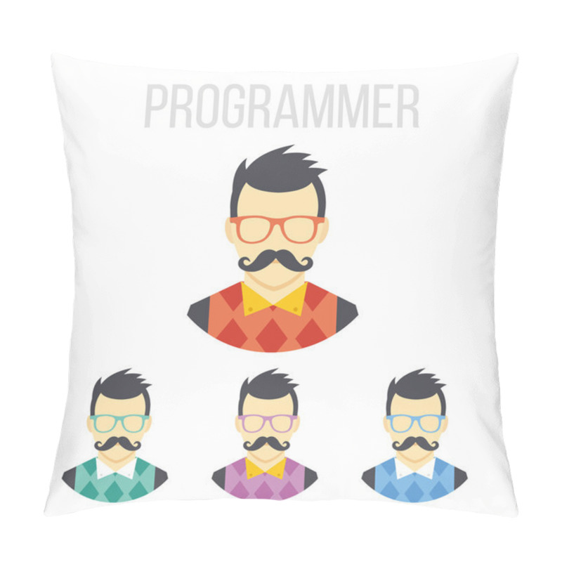 Personality  Vector Man With Mustache Icons Pillow Covers