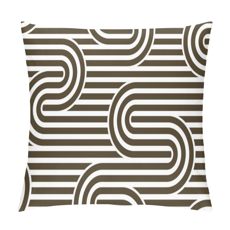 Personality  Seamless Lines Pattern, Stripy Geometric Vector Abstract Background, Linear Stripy Net, Optical Maze, Web Network. Black And White Design. Pillow Covers