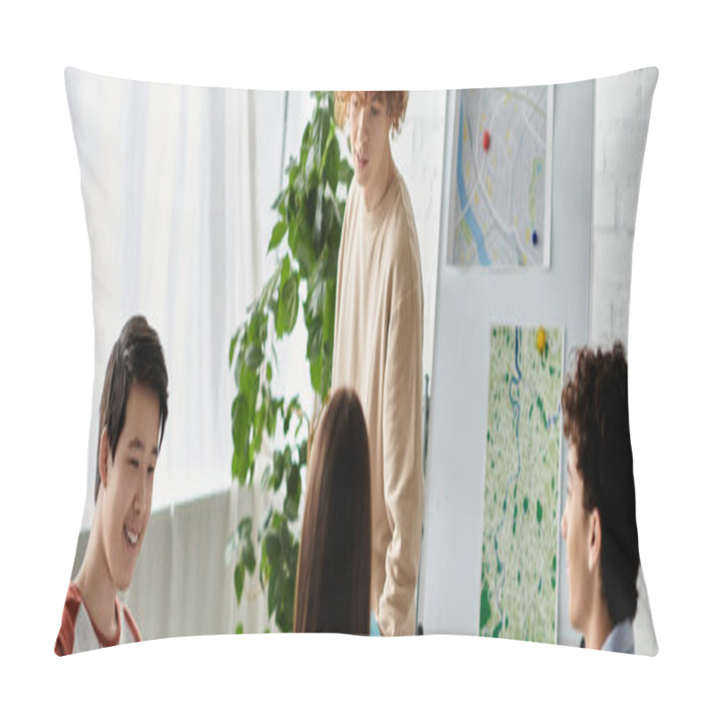 Personality  Teenagers Participate In A UN Model, Engaging In A Lively Discussion. Pillow Covers