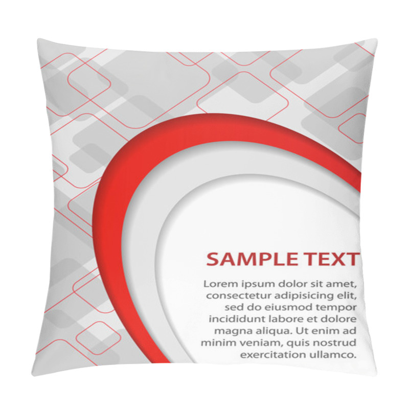 Personality  Gray And Red Business Background With Curves And Rounded Squares, Vector Pillow Covers