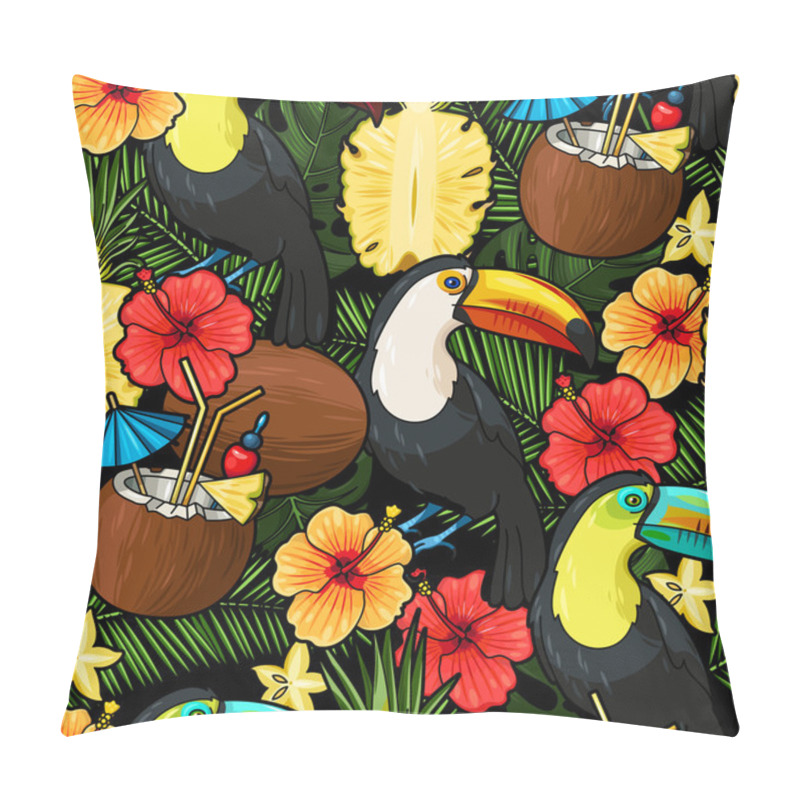 Personality  Toucan And Tropical Cocktail Seamless Pillow Covers