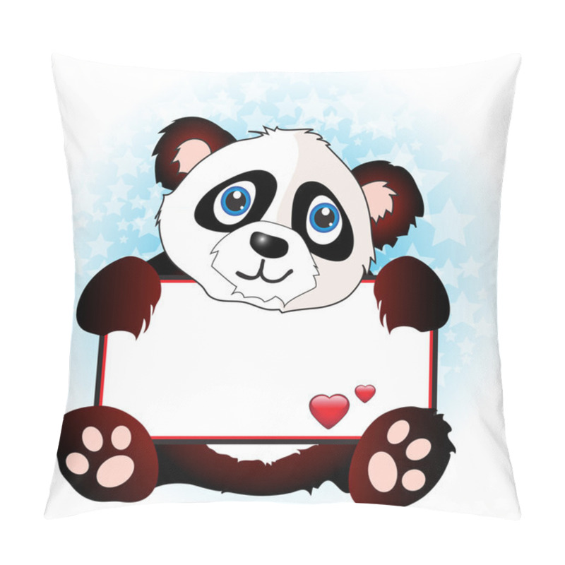 Personality  Panda With Heart Banner Pillow Covers