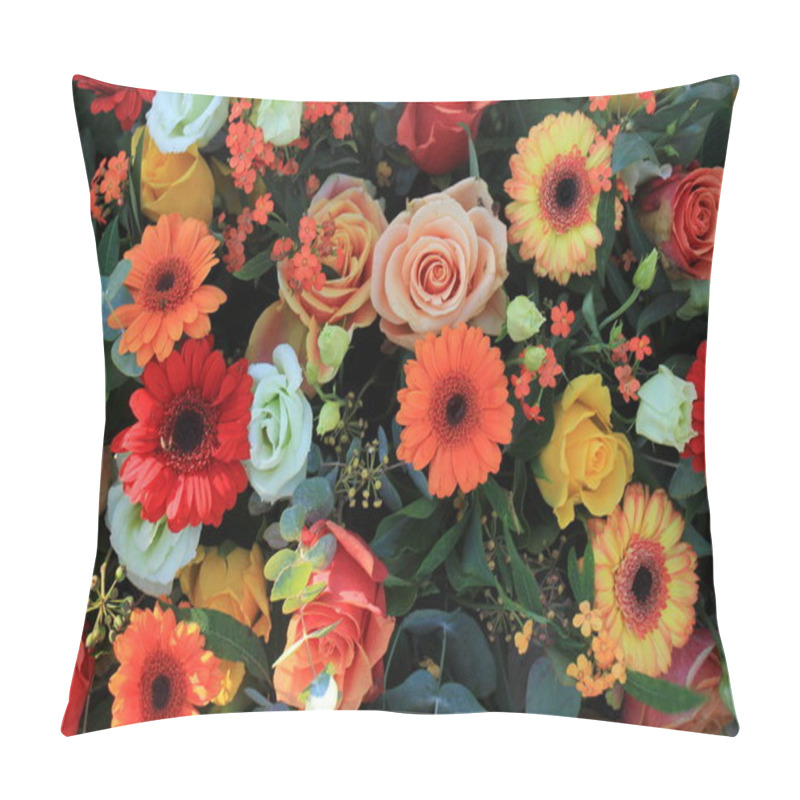 Personality  Wedding Flowers In Yellow, Pink And Orange Pillow Covers