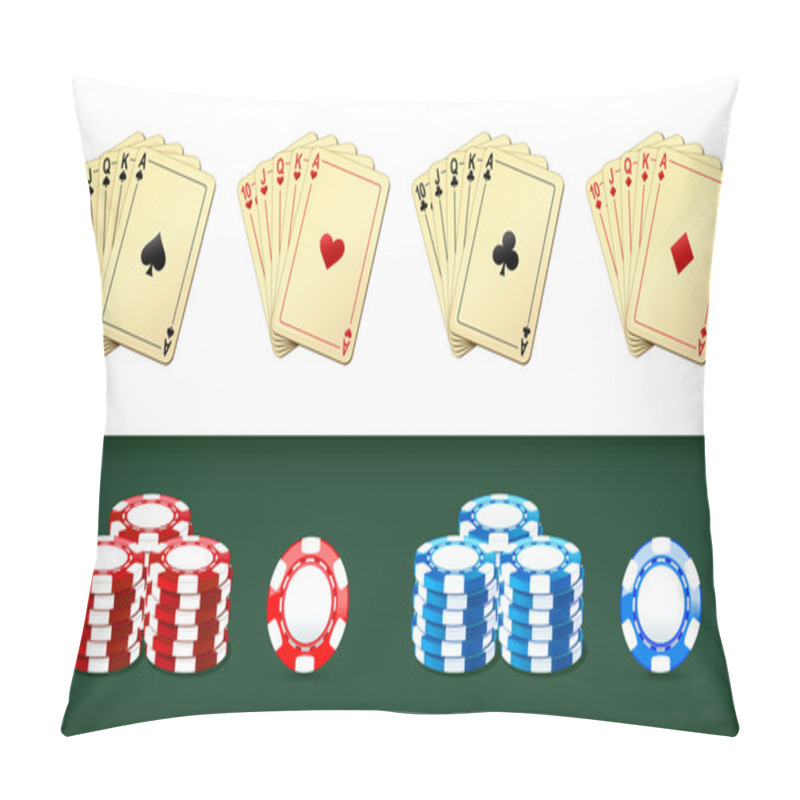 Personality  Royal Flush Playing Cards And Chips Casino Pillow Covers