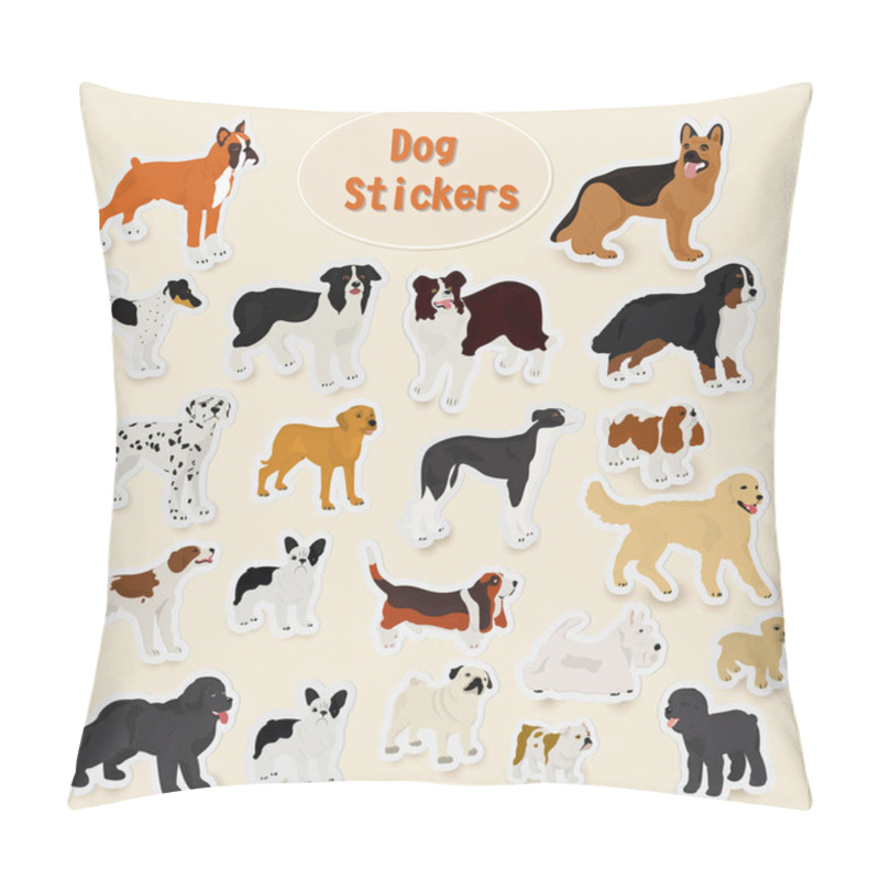 Personality  Set Of Vector Dog Stickers On A Light Background Pillow Covers