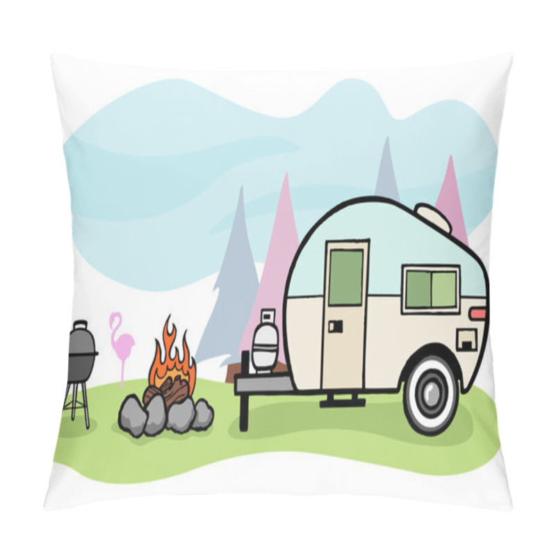 Personality  Camper Illustration Pillow Covers