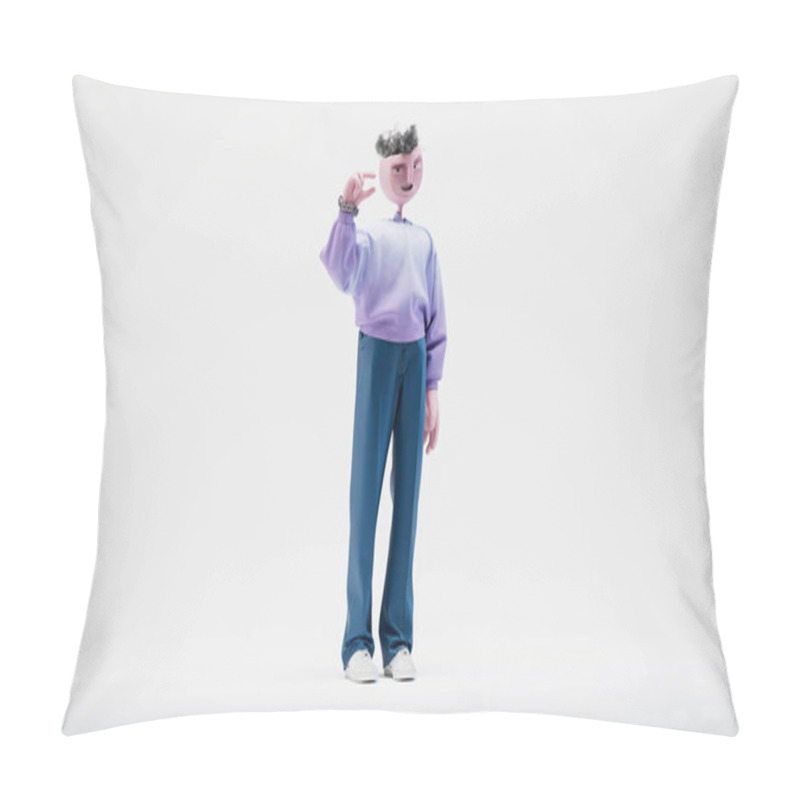 Personality  Awesome Travor Showing With Gestures A Small Amount. Highly Detailed Fashionable Stylish Abstract Character. 3d Rendering Pillow Covers