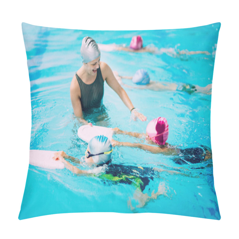 Personality  Kids Having Race In Swimming Class Pillow Covers