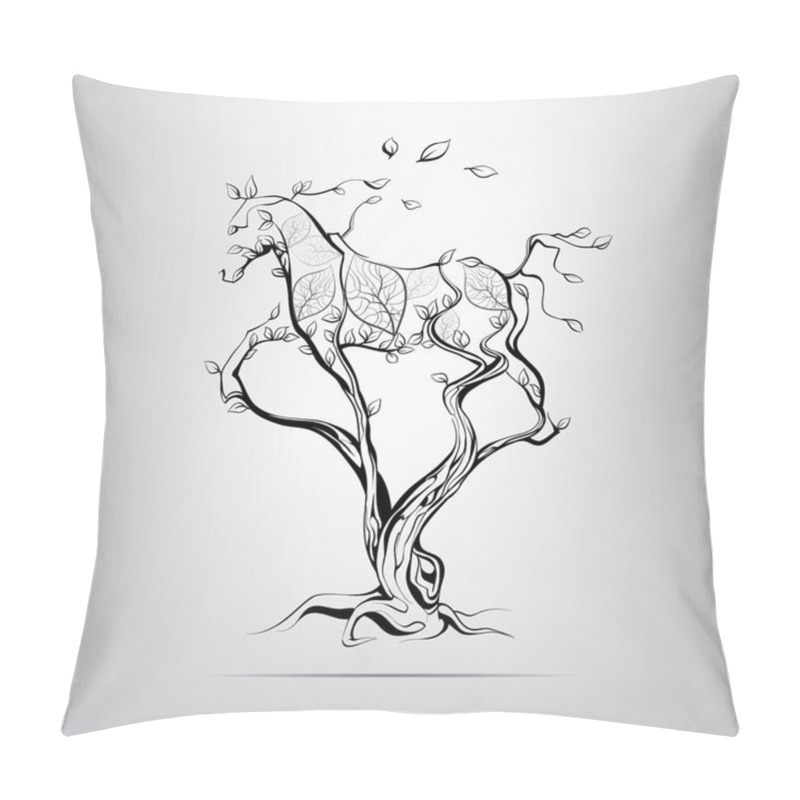 Personality  Running Horse In  Tree. Pillow Covers