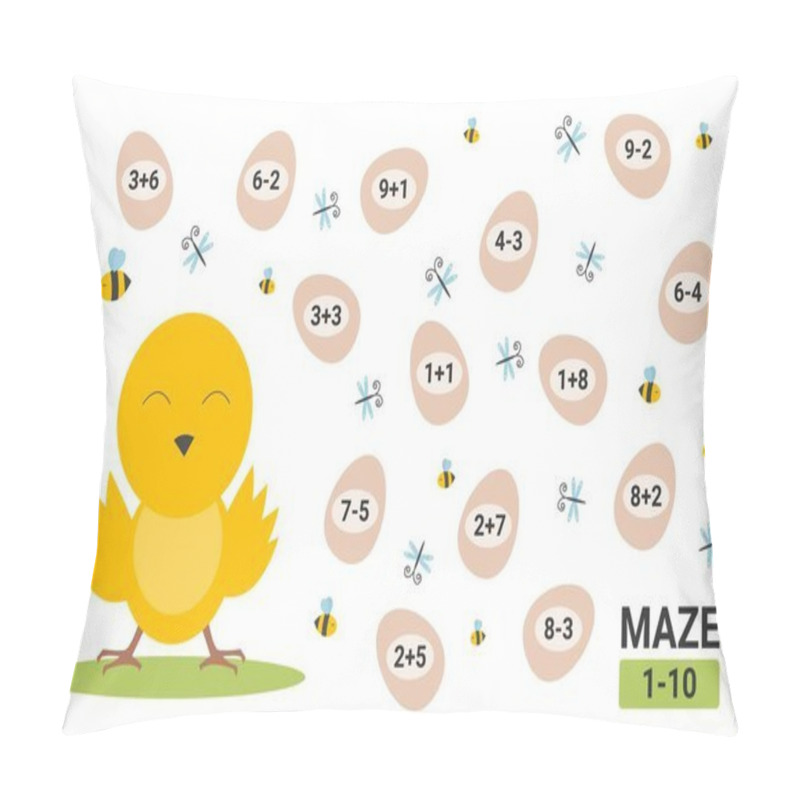 Personality  Maze Game For Children. Educational Children Math Maze Activity. Mathematic Worksheet For Home Schooling. Spring Easter Preschool Learning. Farm Animal. Help The Hen. Pillow Covers