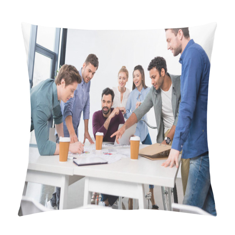 Personality  Businesspeople Discussing And Brainstorming Pillow Covers