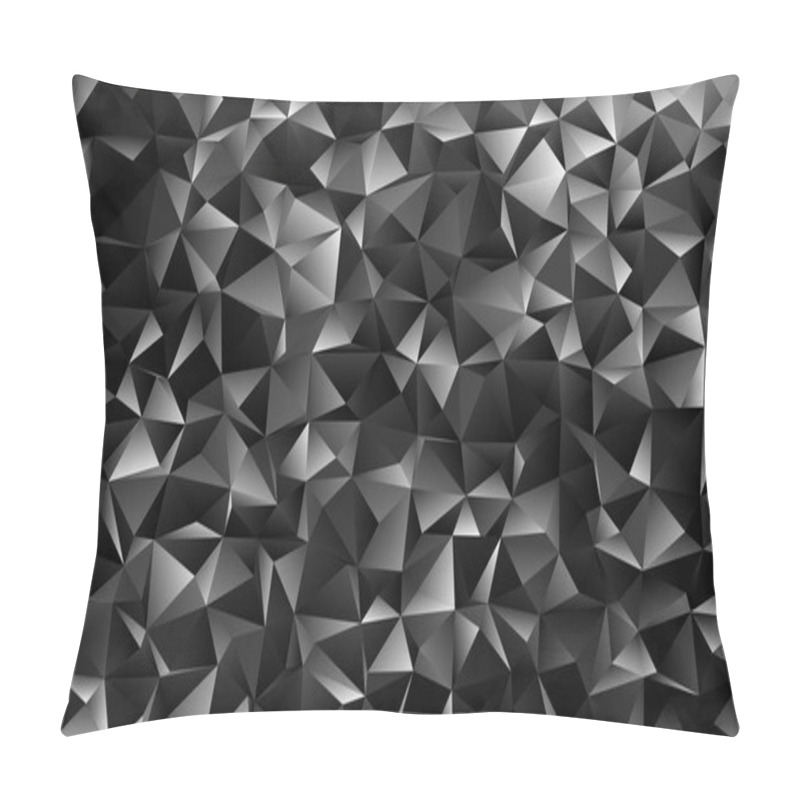 Personality  Geometrical Abstract Tiled Triangle Pattern Background - Vector Mosaic Design From Dark Grey Toned Triangles Pillow Covers