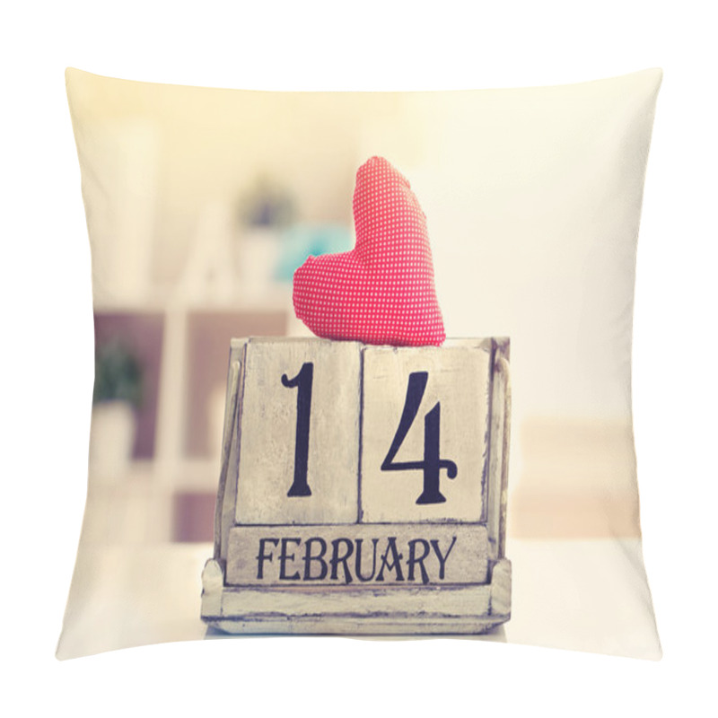 Personality  Valentines Day With Wooden Block Calendar Pillow Covers