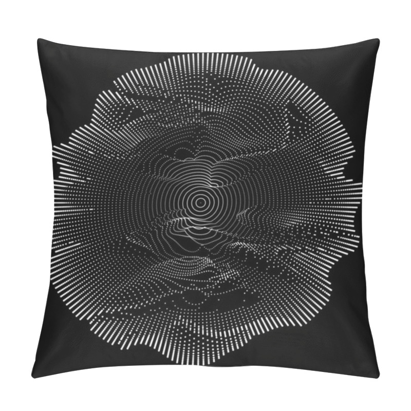 Personality  Abstract Vector White Mesh On Dark Background. Futuristic Style Card. Elegant Background For Business Presentations. Corrupted Point Sphere. Chaos Aesthetics. Pillow Covers