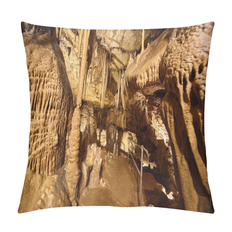 Personality  Large Cave Detail Of Cave Formations Stalagmites And Stalactites Pillow Covers