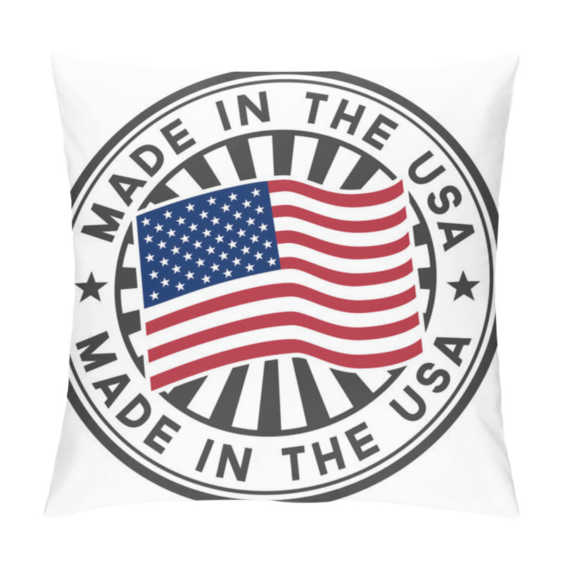 Personality  Vector Stamp With Flag Of The USA. Lettering Made In The USA. Pillow Covers