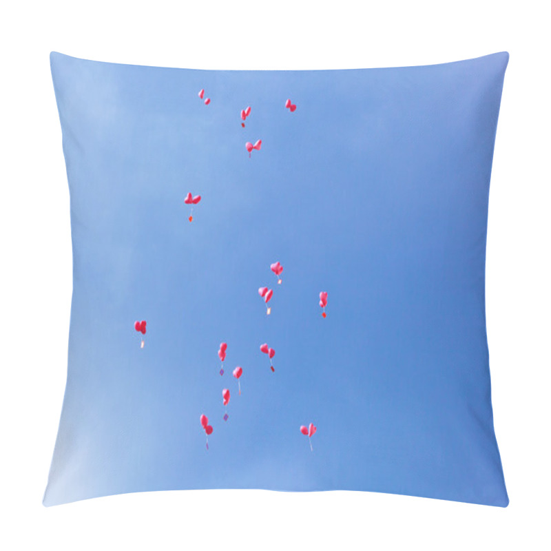 Personality  Red Balloons With The Messages In The Blue Sky Pillow Covers