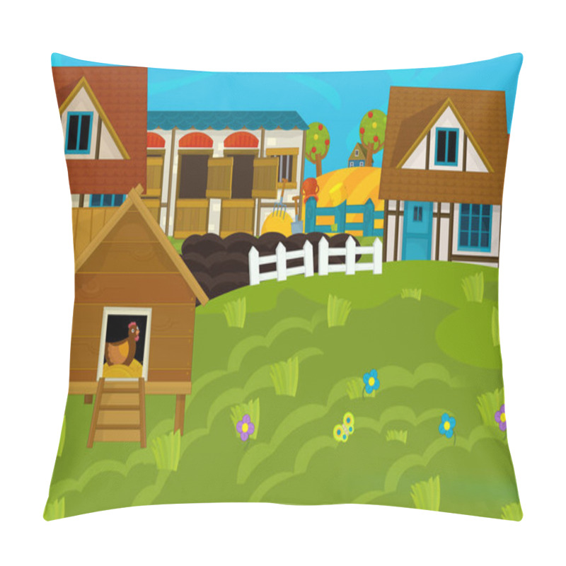 Personality  Cartoon Ranch Farm Scene For Different Usage - Illustration For Children Pillow Covers