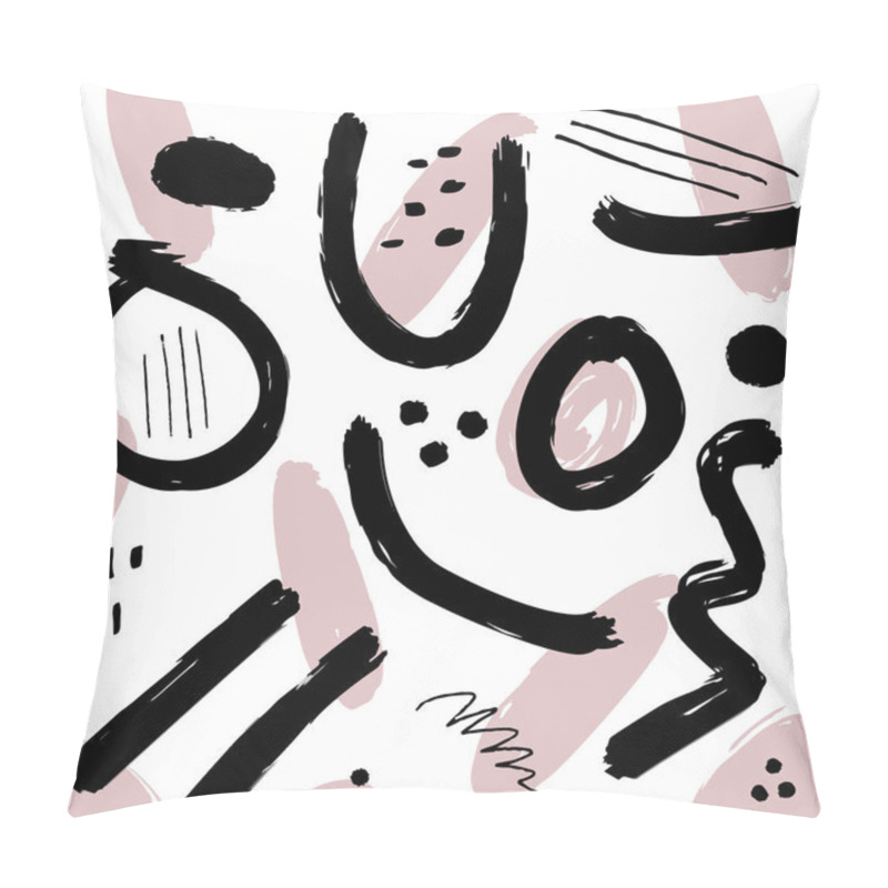 Personality  Abstract Hand Drawn Brush Stroke Simple Shapes Pattern Texture. Scandinavian Stylish Poster Or For Clothes, Cards, Wrapping Paper And Other. Vector Illustration Pillow Covers